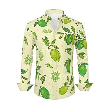 Amazon.co.jp: 長袖シャツ メンズ レモン 柄 ライム 柄 秋服